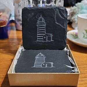 Slate Coasters with Lighthouse Design